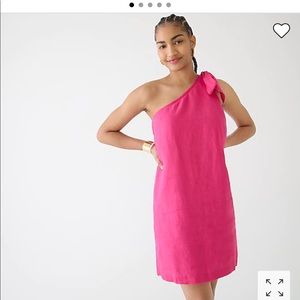 Jcrew one shoulder linen shift dress